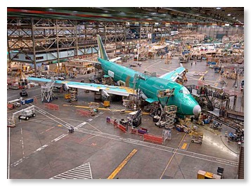 Boeing production line.