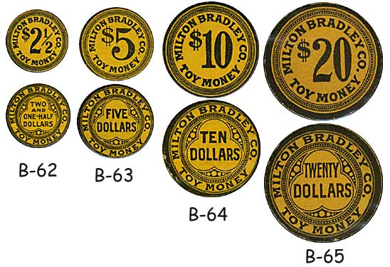 Milton Bradley Toy Money coins